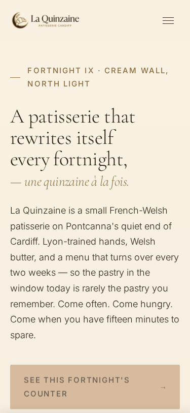 La Quinzaine home page on a phone